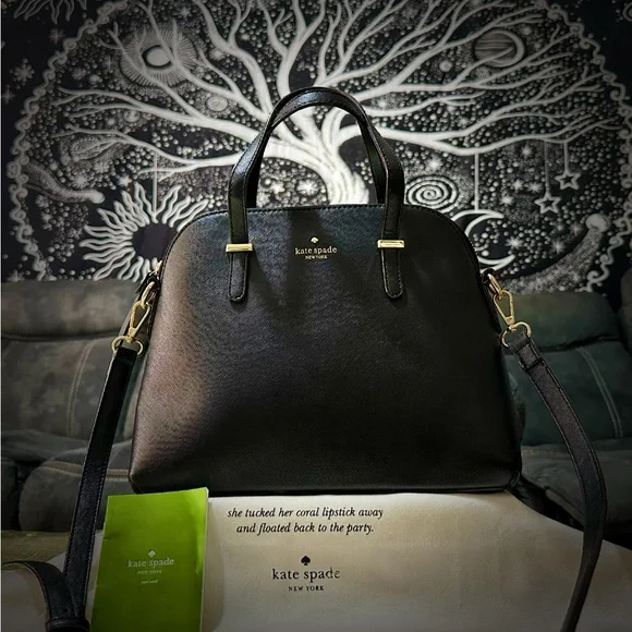 Vintage Y2K style Kate Spade Black Leather Handbag crossbody purse - Picture 8 of 16